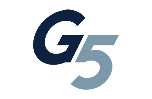 Bold, stylized letters "G" and "5" in dark shades against a plain background.