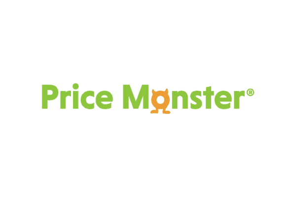 Green background with the words "Price Monster" in light green. An orange monster silhouette replaces the 'o' in "Monster.