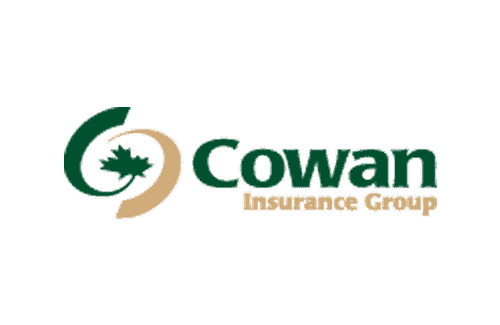 Logo of Cowan Insurance Group with a stylized green and gold emblem featuring a maple leaf, followed by the company name.