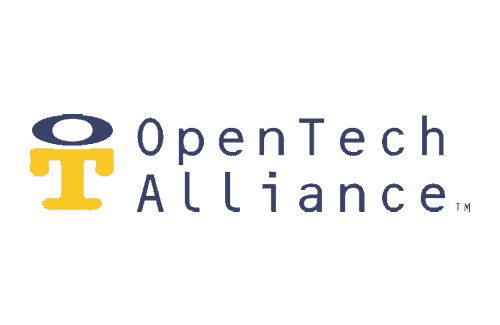 Logo of OpenTech Alliance with a stylized yellow and blue "T" followed by the words "OpenTech Alliance" in blue text.