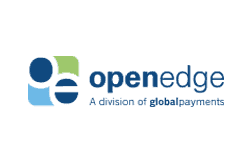 Logo of OpenEdge, a division of Global Payments, with blue and green circular shapes on the left and the text "openedge" to the right.