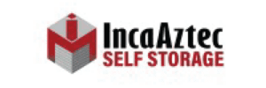 Logo of IncaAztec Self Storage featuring a red and gray cubic design with company name in bold black and red letters.