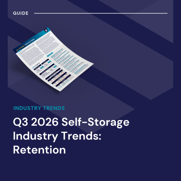 A digital report titled “Q3 2026 Self-Storage Industry Trends: Retention” showing data charts and analysis.