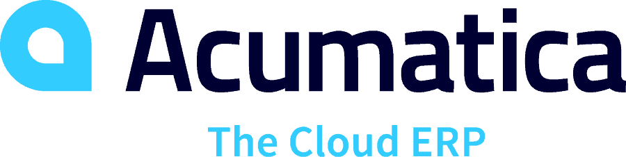 Logo with a stylized blue letter "a" followed by the word "Acumatica" and the text "The Cloud ERP" beneath it.