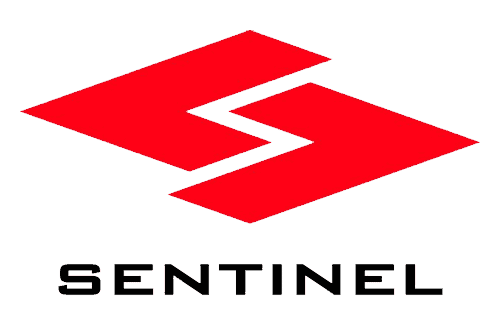 Red geometric logo with stylized "S" shape above the word "SENTINEL" in black text on a light background.