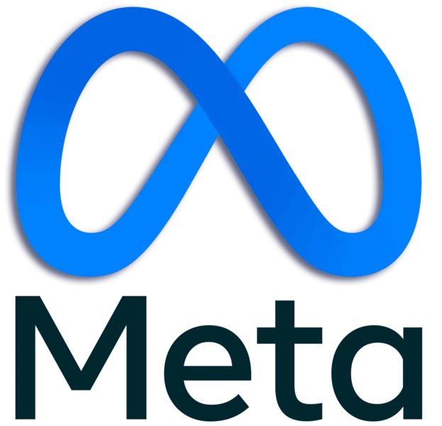The Meta logo features a blue infinity symbol above the word “Meta” in black text, reflecting innovation at the core of digital marketing services.