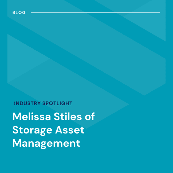 Blue graphic with text: "Industry Spotlight - Melissa Stiles of Storage Asset Management" and "Blog" at the top left.
