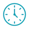 Blue clock icon showing the time as 12:20 on a black background, representing precision and efficiency in AI business intelligence.