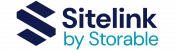 Sitelink by Storable logo featuring a geometric "S" symbol and the company name in blue and teal text on a transparent background.